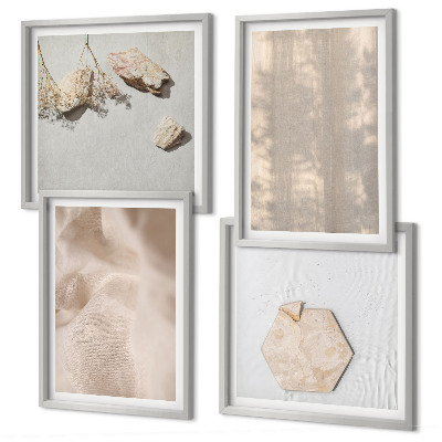 Conjunto de 4 quadros com moldura Texturas naturais sutis em estilo boho