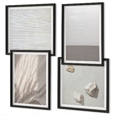 Políptico com moldura Texturas boho delicadas da natureza