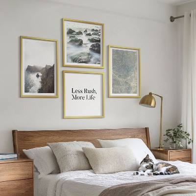 Conjunto de 4 quadros com moldura Melancolia de Mármore Verde