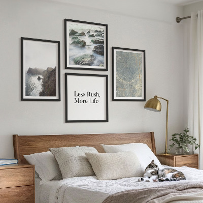 Conjunto de 4 quadros com moldura Melancolia de Mármore Verde