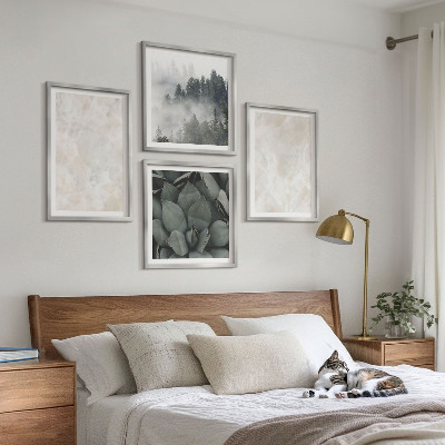 Composição de quadros mármores de pedra em tons pastel