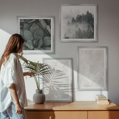Composição de quadros mármores de pedra em tons pastel