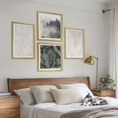 Composição de quadros mármores de pedra em tons pastel