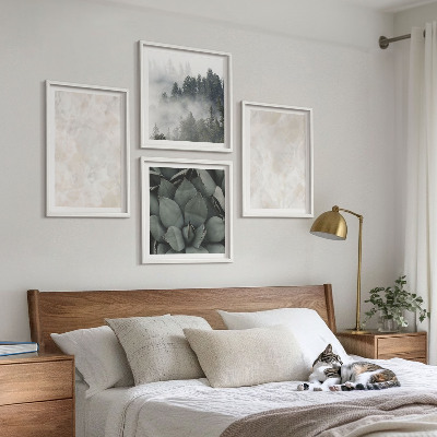 Composição de quadros mármores de pedra em tons pastel