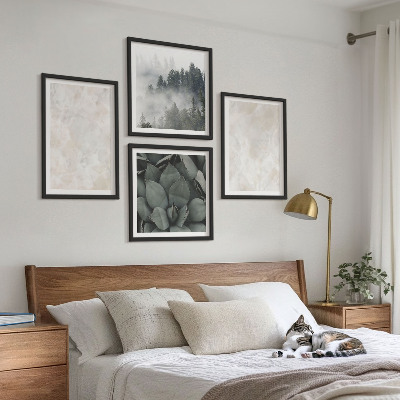 Composição de quadros mármores de pedra em tons pastel