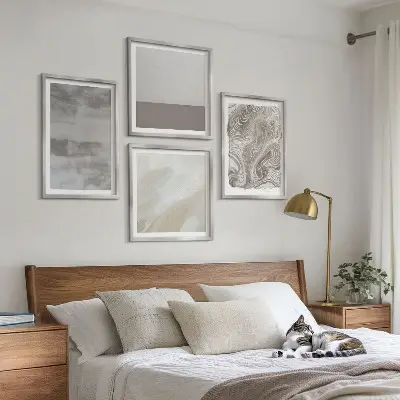 Conjunto de 4 quadros com moldura com estruturas de design industrial