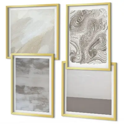 Conjunto de 4 quadros com moldura com estruturas de design industrial