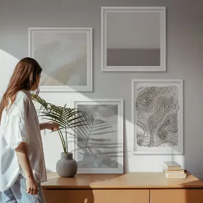 Conjunto de 4 quadros com moldura com estruturas de design industrial