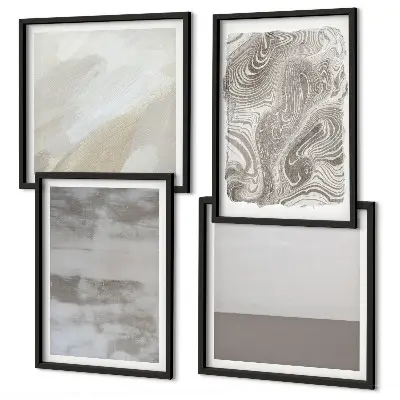 Conjunto de 4 quadros com moldura com estruturas de design industrial