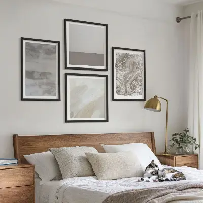 Conjunto de 4 quadros com moldura com estruturas de design industrial