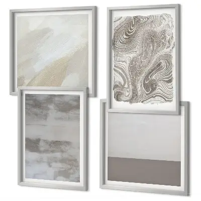 Conjunto de 4 quadros com moldura com estruturas de design industrial