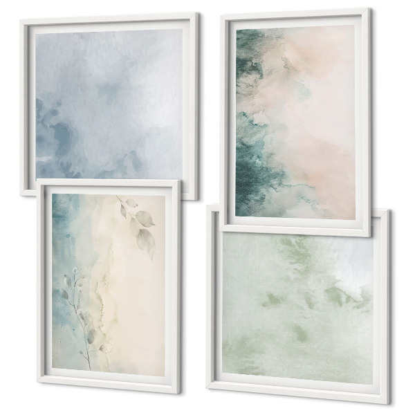 Políptico com moldura Estilo de tela aquarelada derramada