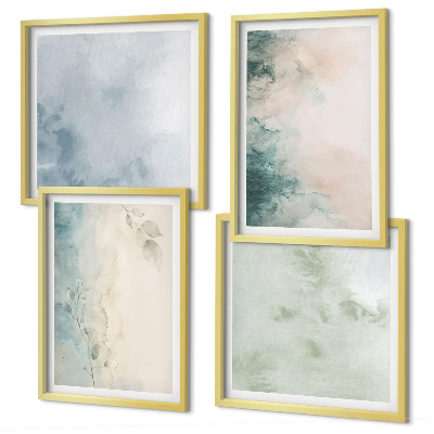 Políptico com moldura Estilo de tela aquarelada derramada