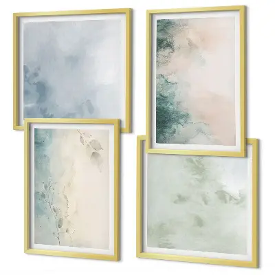 Políptico com moldura estilo de tela em aquarela derramada