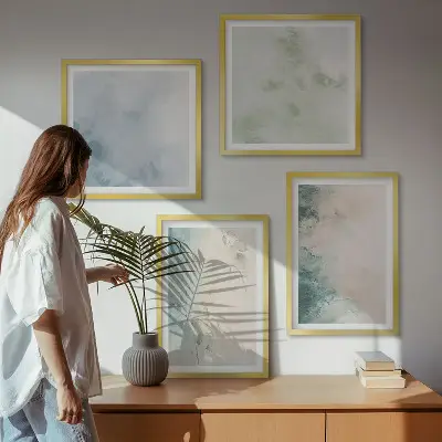 Políptico com moldura estilo de tela em aquarela derramada