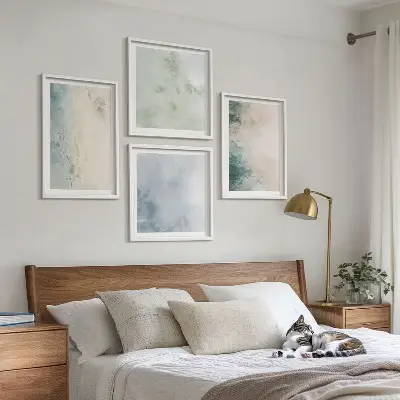 Políptico com moldura estilo de tela em aquarela derramada