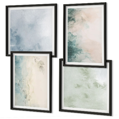 Políptico com moldura Estilo de tela aquarelada derramada