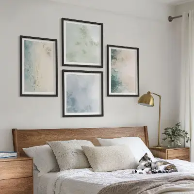 Políptico com moldura estilo de tela em aquarela derramada