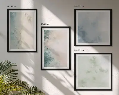 Políptico com moldura estilo de tela em aquarela derramada