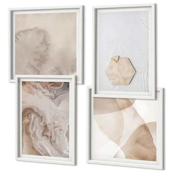 Composição de quadros com design abstrato inspirado na natureza