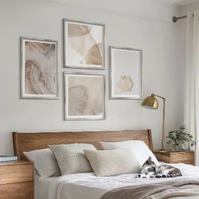 Composição de quadros com design abstrato inspirado na natureza