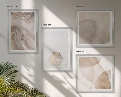 Composição de quadros com design abstrato inspirado na natureza