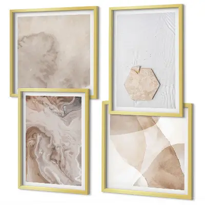 Composição de quadros com design abstrato inspirado na natureza