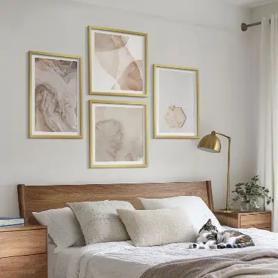 Composição de quadros com design abstrato inspirado na natureza