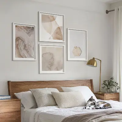 Composição de quadros com design abstrato inspirado na natureza
