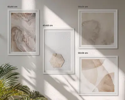 Composição de quadros com design abstrato inspirado na natureza