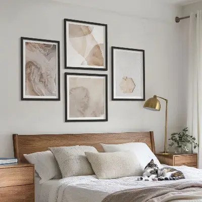 Composição de quadros com design abstrato inspirado na natureza
