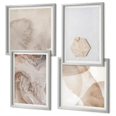 Composição de quadros com design abstrato inspirado na natureza