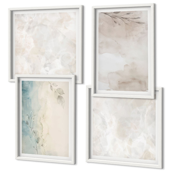Conjunto de 4 quadros com moldura Textura de pintura em aquarela