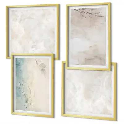 Conjunto de 4 quadros com moldura com estampa de textura de pintura em aquarela