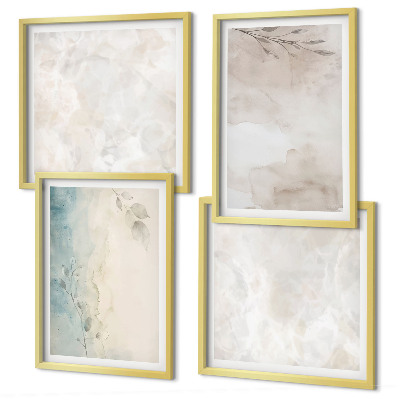 Conjunto de 4 quadros com moldura Textura de pintura em aquarela