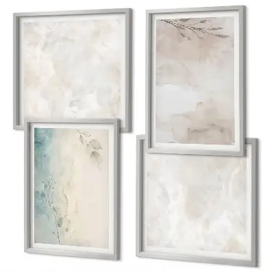 Conjunto de 4 quadros com moldura com estampa de textura de pintura em aquarela