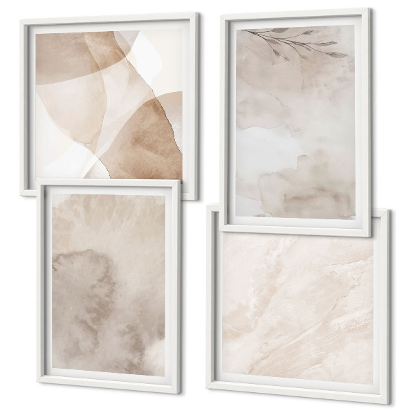 Composição de quadros Tintas aquarela com texturas boho