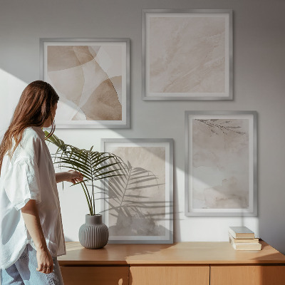 Composição de quadros Tintas aquarela com texturas boho