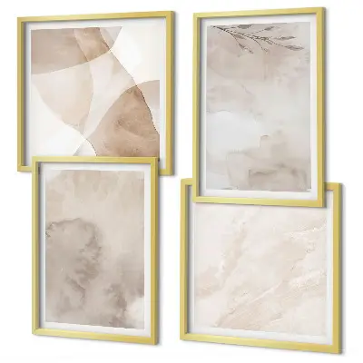 Composição de quadros com estampas de tintas aquarela em texturas boho