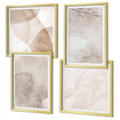 Composição de quadros Tintas aquarela com texturas boho