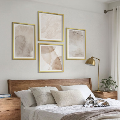 Composição de quadros Tintas aquarela com texturas boho