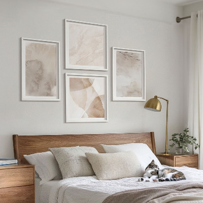Composição de quadros Tintas aquarela com texturas boho