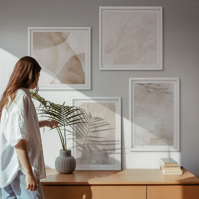 Composição de quadros Tintas aquarela com texturas boho