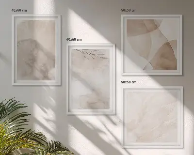 Composição de quadros com estampas de tintas aquarela em texturas boho