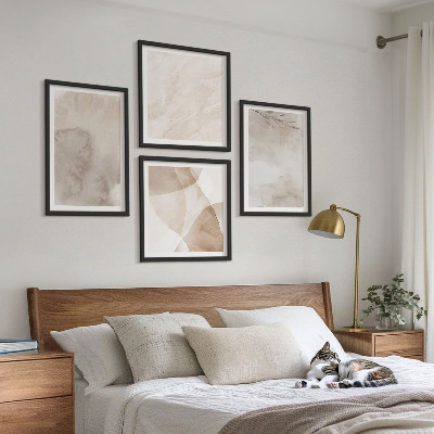 Composição de quadros Tintas aquarela com texturas boho