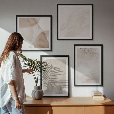 Composição de quadros Tintas aquarela com texturas boho
