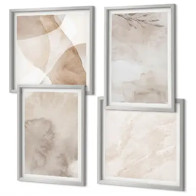 Composição de quadros com estampas de tintas aquarela em texturas boho