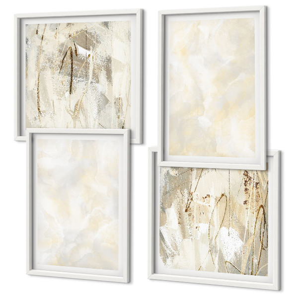 Conjunto de 4 quadros com moldura design de pintura com textura brilhante