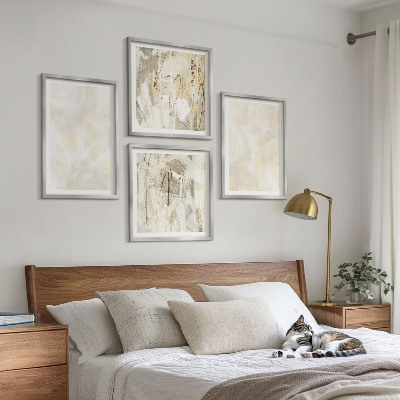 Conjunto de 4 quadros com moldura design de pintura com textura brilhante