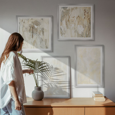 Conjunto de 4 quadros com moldura design de pintura com textura brilhante